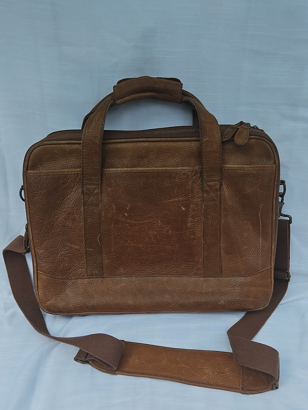 Vintage LL Bean Leather Messenger Briefcase Laptop Shoulder Bag Brown 0DMU1 - Picture 13 of 16